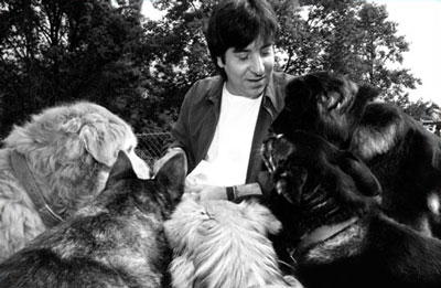 Gary Francione with five of his seven rescued pound puppies